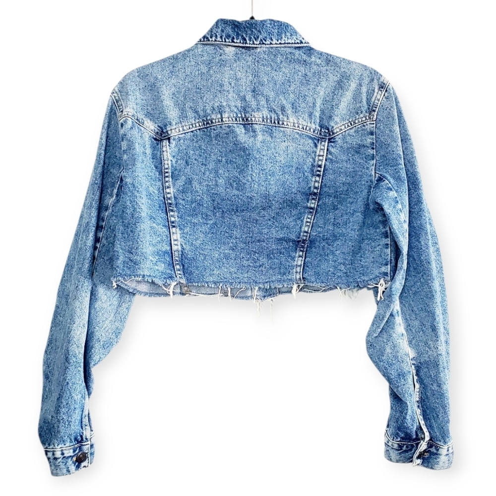 Free People Ollie Femme Denim Trucker Jacket in Aged Stone - Picture 3 of 15